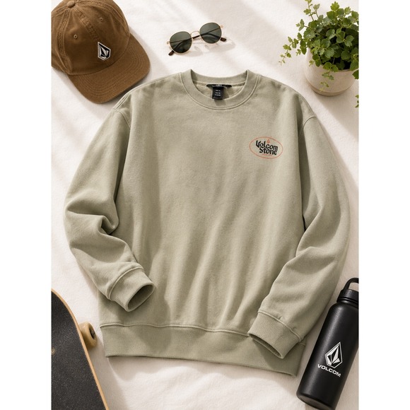 Volcom Other - Volcom Stone FS 180 Crew LS Sweatshirt Khaki Green Mens XL 632006183